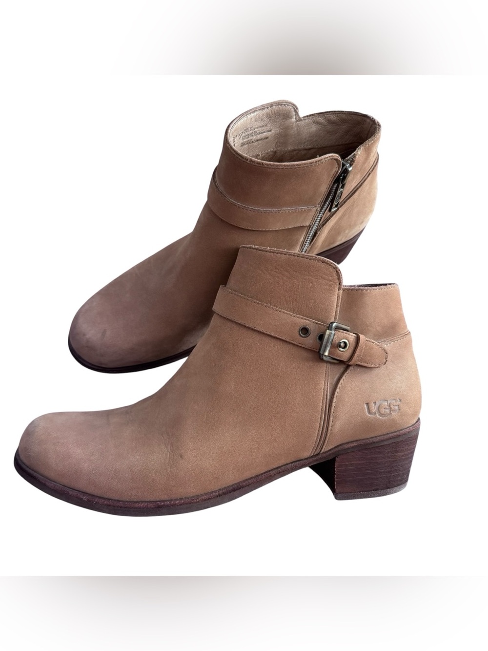 UGG Australia Bellamy Tan Leather Ankle Bootie Boots US 9.5 EU 40.5